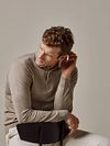 Profuomo Longsleeve Poloshirt Luxury Basic Beige Model / Voorkant