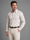 Profuomo Shirt Floral Print Beige Model / Voorkant