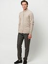 Profuomo Cardigan Merino Wool Beige Model / Voorkant