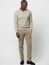 Profuomo Longsleeve Polo Shirt Wool Blend Sand  Model / Voorkant