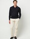 Profuomo Longsleeve Polo Shirt Wool Blend Navy  Model / Voorkant