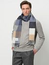 Profuomo Scarf Wool Checks Blue Grey Beige Model / Voorkant