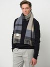 Profuomo Schal Wolle Colourblock Blau Grau Beige Model / Voorkant