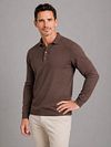 Profuomo Longsleeve Polo Shirt Luxury Basic Brown Model / Voorkant