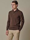Profuomo Longsleeve Polo Shirt Luxury Basic Brown Model / Voorkant