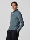 Profuomo Longsleeve Polo Shirt Luxury Basic Blue Model / Voorkant