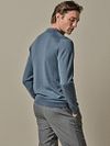 Profuomo Longsleeve Polo Shirt Merino Wool Blue Model / Achterkant