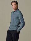 Profuomo Longsleeve Polo Shirt Luxury Basic Blue Model / Voorkant