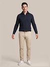 Suitable Deep Zip Pullover Boiled Wool Navy Model / Voorkant