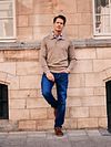 Suitable Button Longue Melange Poloshirt Beige Model / Sfeerbeeld