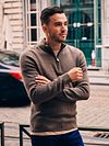 Suitable Half Zip Genser Patch Taupe Model / Voorkant med Bram