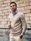 Sweter Suitable Crew Zip Merino piaskowy Model / Voorkant