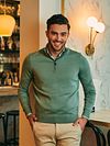 Suitable Merino Half Zip Sweater Mid Green Model / Sfeerbeeld with Bram
