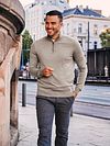 Suitable Merino Half Zip Trui Bright Taupe Model / Sfeerbeeld