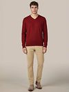 Suitable Merino Pullover V-Neck Rouge Foncé Model / Voorkant