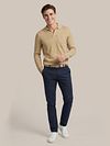 Suitable Longsleeve Knitted Polo Shirt Riva Pocket Sand Model / Voorkant