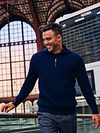 Suitable Half Zip Pull Sailor Wool Blend Marine