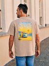 Suitable Rink T-Shirt Backprint Heavy Jersey Taupe Model / Sfeerbeeld