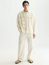 Scotch and Soda Overshirt Lino Ecru Model / Voorkant