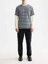Scotch And Soda T-shirt Rayé Bleu Model / Voorkant
