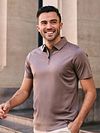 Suitable Knitted Half Zip Polo Shirt Dan Tabacco Model / Voorkant