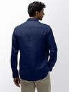 State Of Art Camisa Casual Lino Navy Model / Achterkant