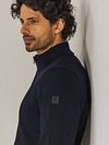 State Of Art Half Zip Pullover Wool Blend Navy Model / Detail