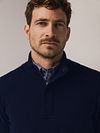 State Of Art Half Zip Pullover Wool Blend Navy Model / Detail