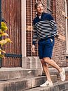 Steppin' Out Half-Zip Pullover Breton Stripe Navy Model / Sfeerbeeld