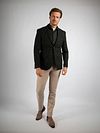 Suitable blazer spigato in lana merino verde scuro Model / Voorkant