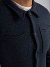 Suitable Cardigan Boiled Wool Blue Model / Detail