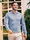 Suitable Longsleeve Knitted Polo Shirt Riva Pocket Light Blue Model / Sfeerbeeld