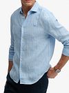 Superdry Camisa de lino Riviera Blue Stripe Model / Voorkant