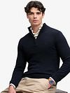 Superdry Knit Half Zip Cotton Jumper Navy Model / Voorkant