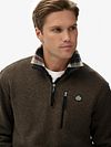 Pullover in pile Superdry con mezza zip verde oliva Model / Voorkant