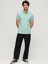 Superdry Piqué Poloshirt Melange Lysegrøn Model / Voorkant