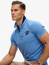 Superdry Polo Piqué Monogram Bleu Model / Zijkant