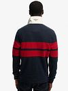 Superdry Rugby-Polo Vintage-Streifen Marineblau/Rot Model / Achterkant