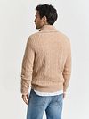 Sweter GANT z wełny jagnięcej, ze splotem warkoczowym i zamkiem half-zip w kolorze be Model / Achterkant