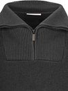 Sweter KnowledgeCotton Apparel z półzamkiem, wełna merynosów, antracytowy Product / Detail