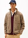Tommy Hilfiger Cardigan Teddy Fleece Taupe Model / Voorkant