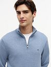 Tommy Hilfiger Pull Demi-Zip Essential Bleu Clair Model / Detail