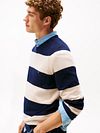 Tommy Hilfiger Pullover Lammwolle Streifen Navy Model / Zijkant