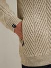 Vanguard Strickjacke Structure Wool Blend Beige Model / Detail