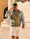 Camicia Steppin' Out in lino e cotone a righe verdi Model / Sfeerbeeld
