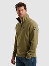 Maglione PME Legend con mezza zip in jersey interlock olive Model / Voorkant