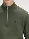 Fred Perry Half Zip Maglione Dark Green Model / Detail
