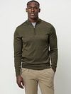 Sweter Profuomo z wełny merynosów Half Zip w kolorze oliwkowym Model / Voorkant