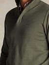 Sweter NZA Akar Melange Army z krótkim zamkiem w kolorze zielonym Model / Detail