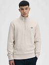 Sweter Fred Perry Half Zip melanżowy beżowy Model / Voorkant